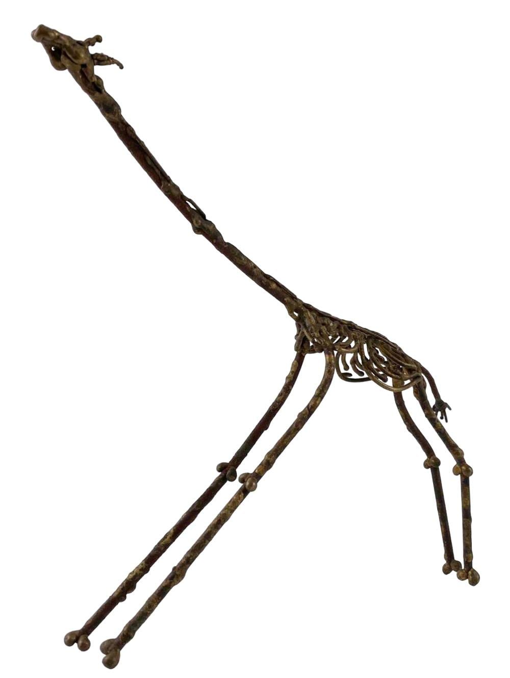 Pal Kepenyes comparable auction result: brutalist modern bronze and iron giraffe sculpture after pal kepenyes