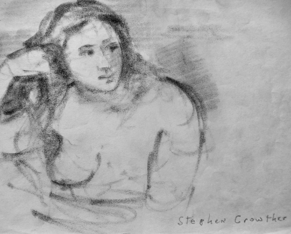 Deryck Stephen Crowther comparable auction result: stephen crowther nude in the manor of degas 2 drawing