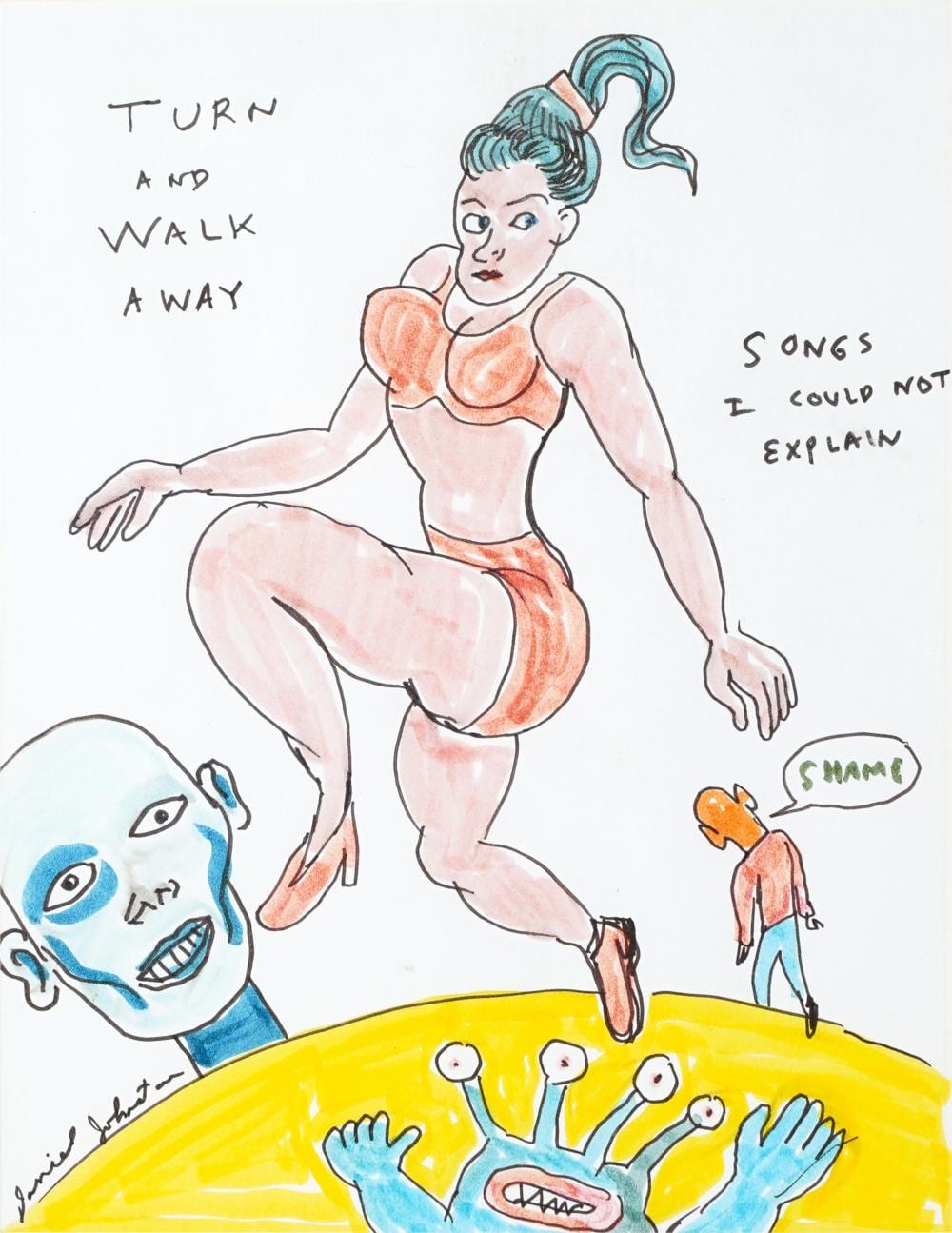 daniel johnston american 1961 2019 turn and walk away · Abell Auction · 2023-03-28 Daniel Johnston comparable auction result: daniel johnston american 1961 2019 turn and walk away