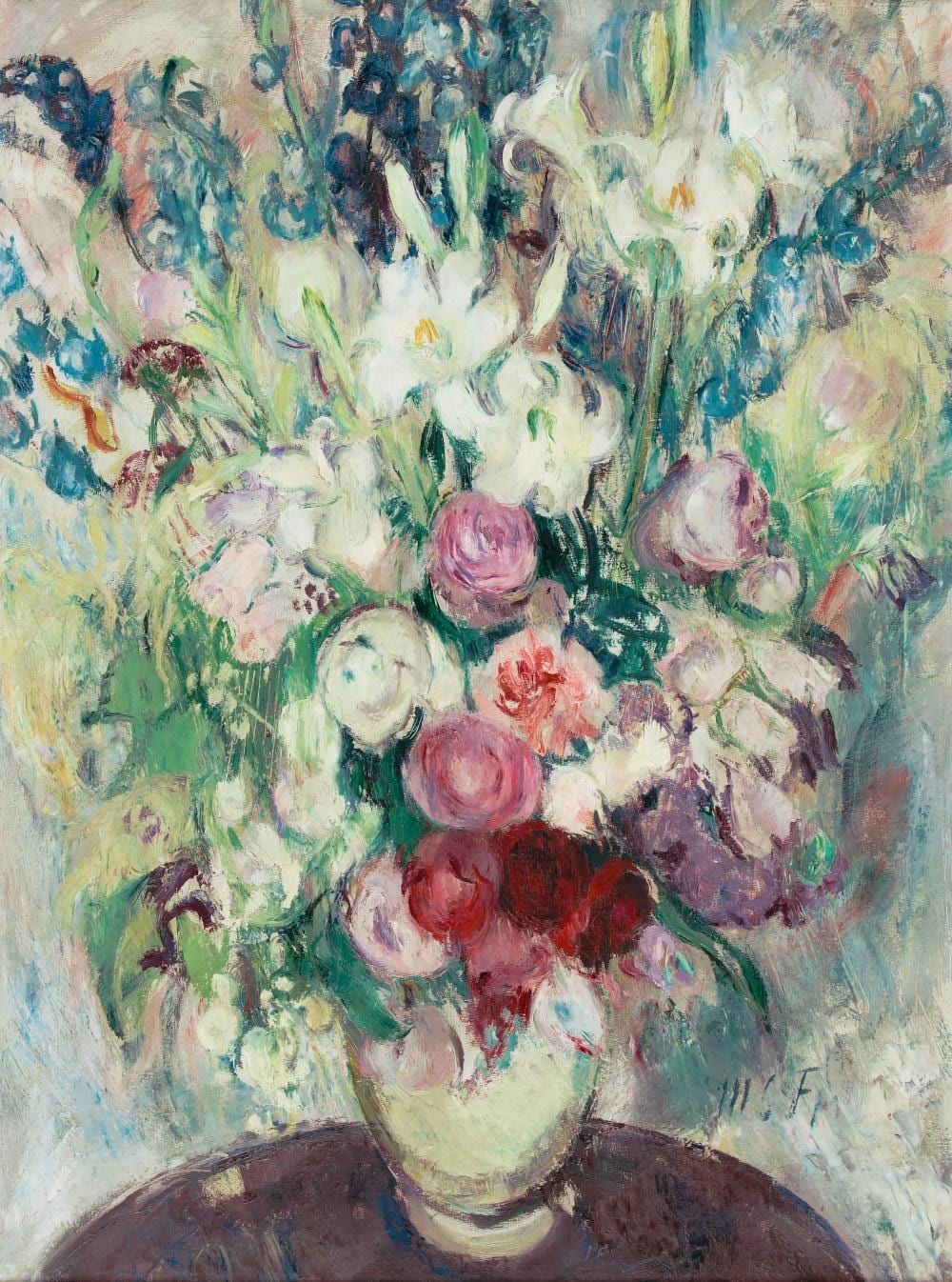 Maria Caspar-Filser comparable auction result: maria caspar filser riedlingen 1878 1968 brannenburg rosen madonnenlilien und rittersporn in wei er vase