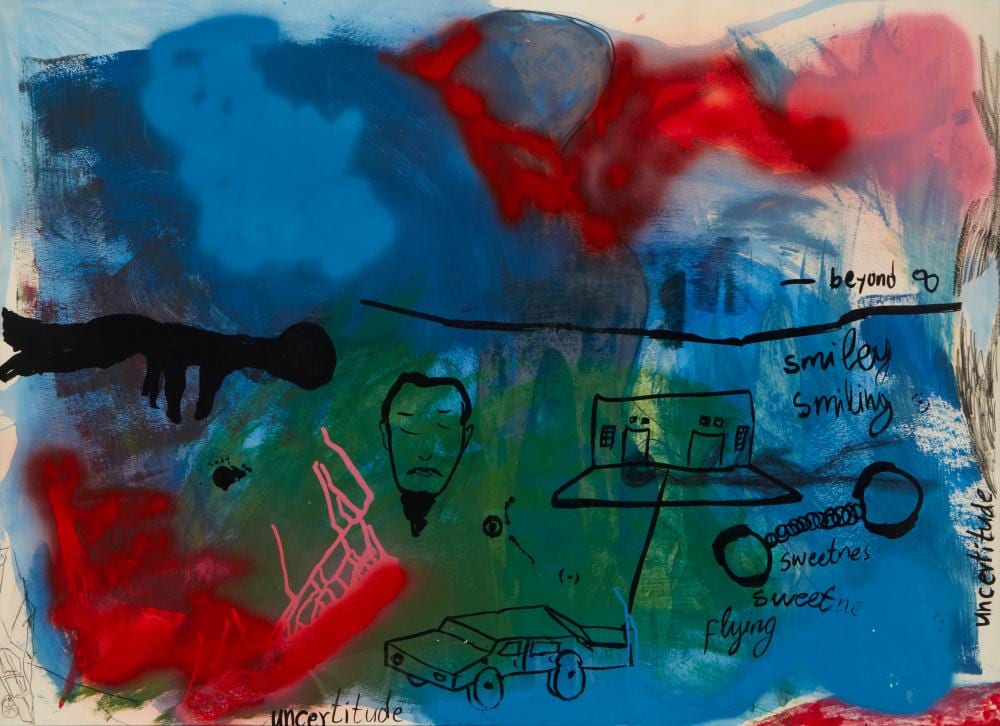 Moshekwa Langa comparable auction result: moshekwa langa b 1975 sweetness flying 2000 acrylic enamel and india ink on paper sight 39 h x 54 75 w