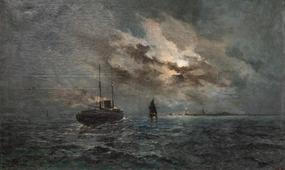 Emile Maillard comparable auction result: emile maillard 1846 1926 ostende la nuit au large 1900 oil on canvas 125 x 200 cm
