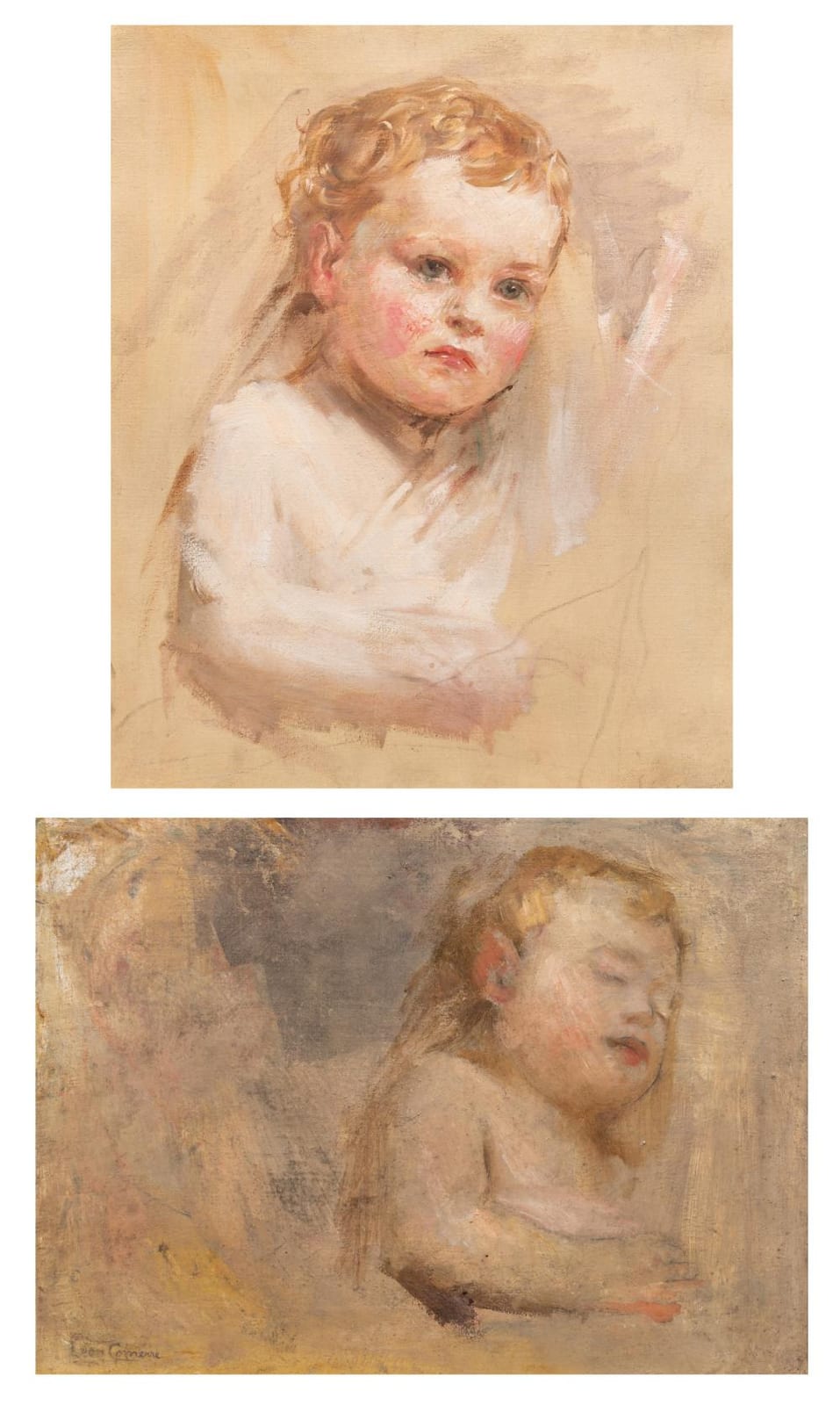 Léon Comerre comparable auction result: l on comerre 1850 1916 two oil sketches of children oil on canvas 35 x 47 39 x 47 cm