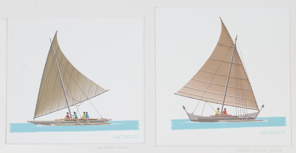 Keith Reynolds comparable auction result: keith reynolds b 1929 marshallese canoes oil