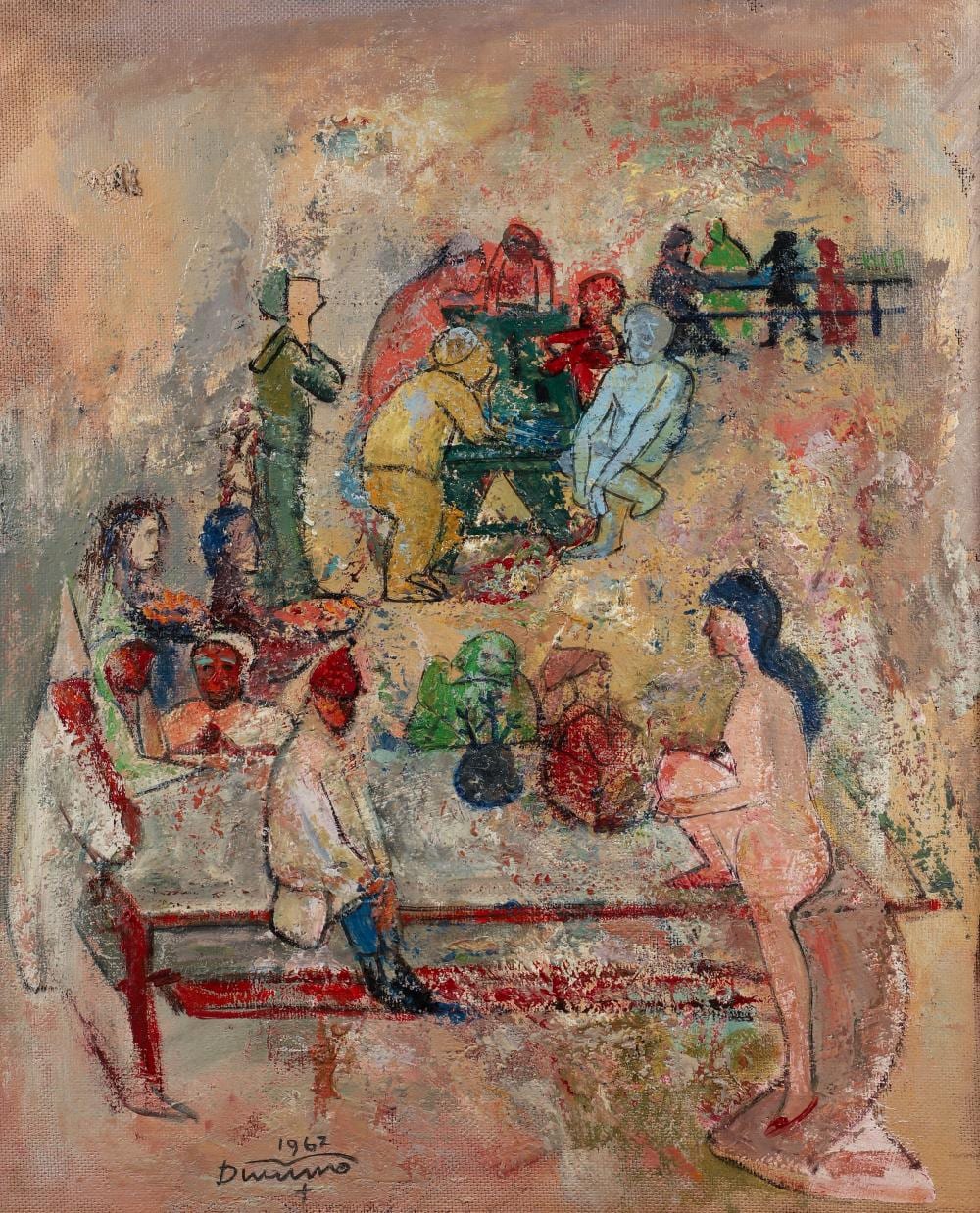 frank dininno 1962 painting figures in park · Concept Art Gallery · 2023-04-15 Frank Dininno comparable auction result: frank dininno 1962 painting figures in park