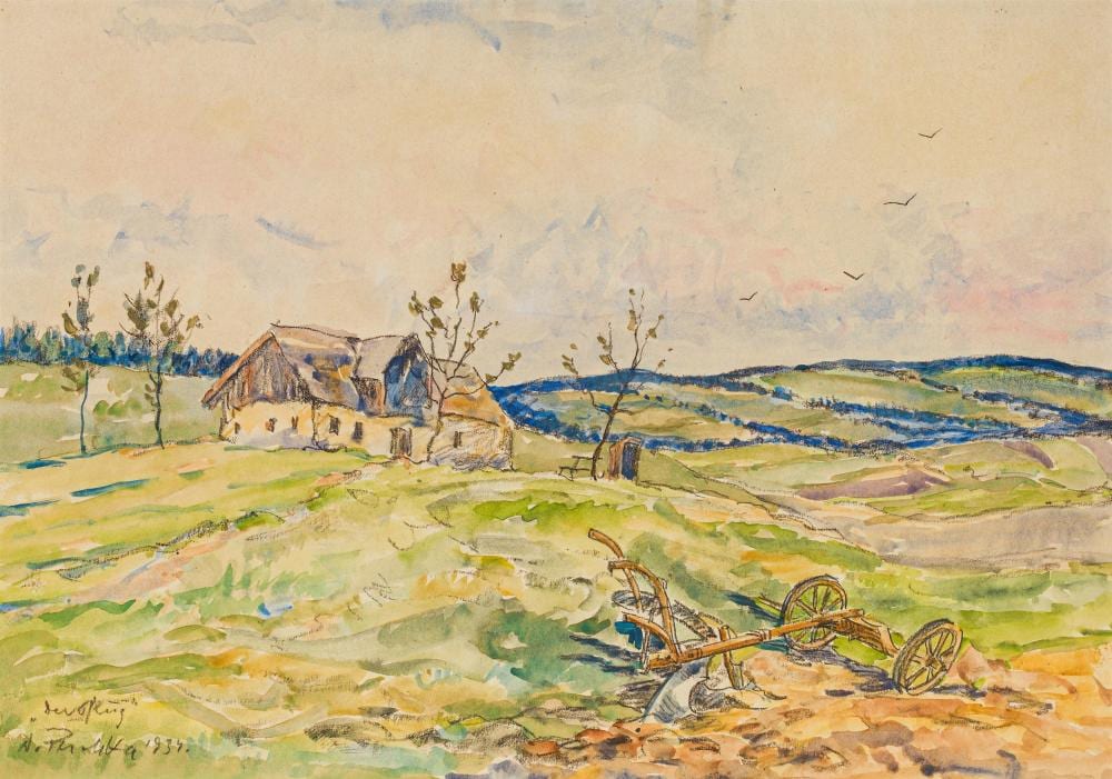 Anton (1885) Peschka comparable auction result: anton peschka mixed lot two works on paper der pflug dorf friede