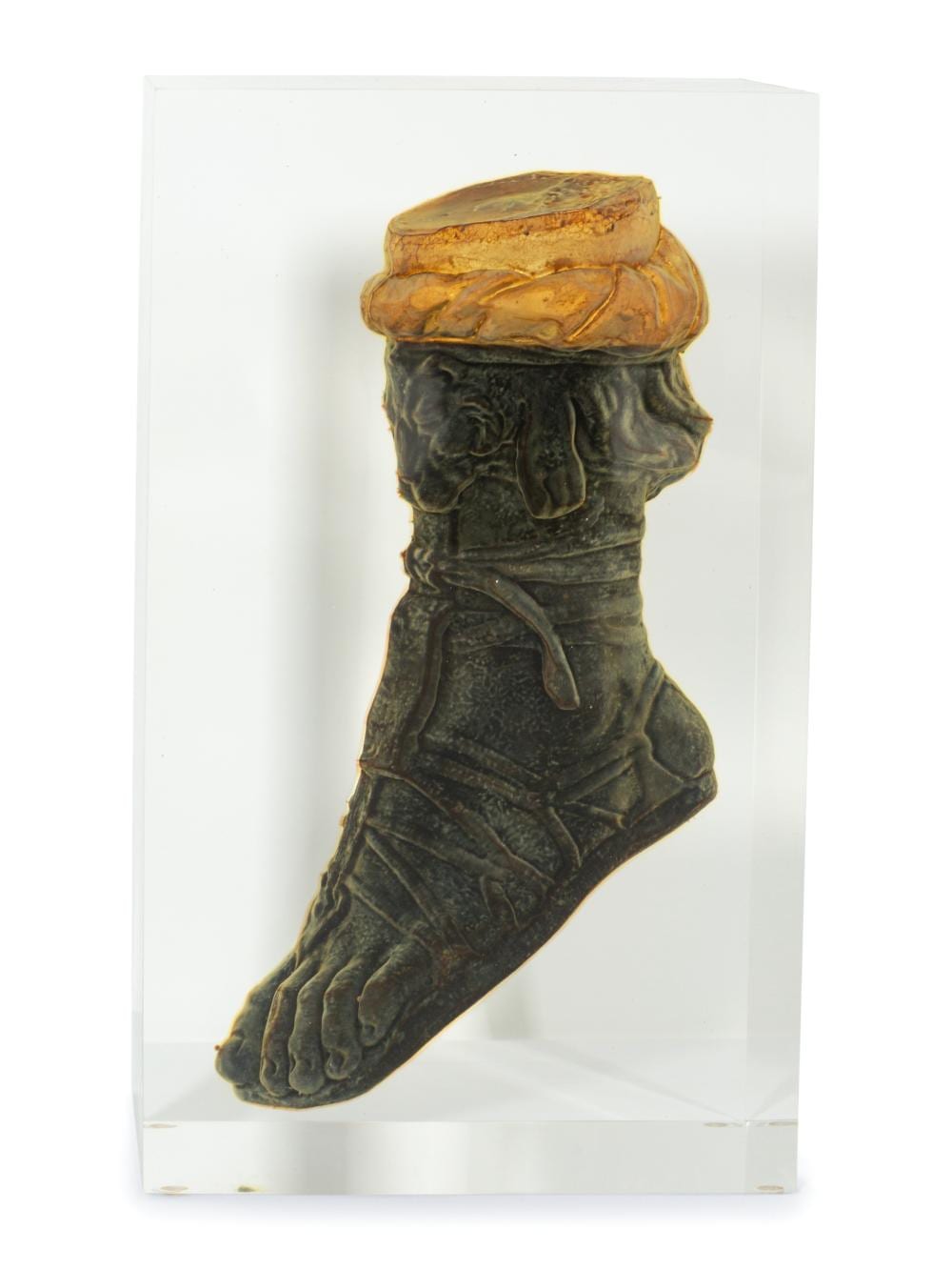 Andrei Molodkin comparable auction result: andrei molodkin russian b 1966 kirkook 36 api in the form of alexander the great s foot 2004