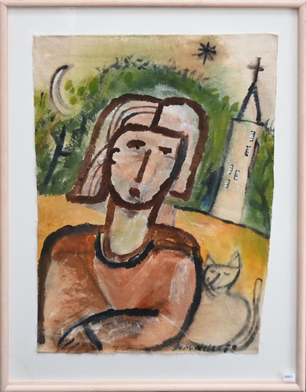 jill noble self portrait with lucy 1989 mixed media on canvas signed and dated lower right titled verso 68 x 52cm frame size · Leonard Joel · 2023-03-30 Jill Noble comparable auction result: jill noble self portrait with lucy 1989 mixed media on canvas signed and dated lower right titled verso 68 x 52cm frame size