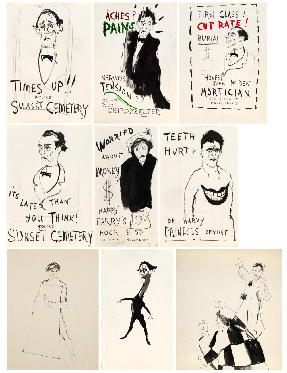 Tom Keogh comparable auction result: tom keogh 1921 1980 affiches d humour noir i vii et tudes diverses