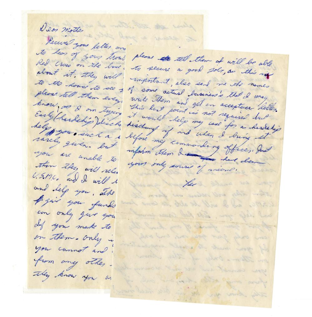Lee Harvey Oswald Coaches Mother on How to Get Him a Hardship Discharge sold by University Archives, lot 70 — auction record photograph