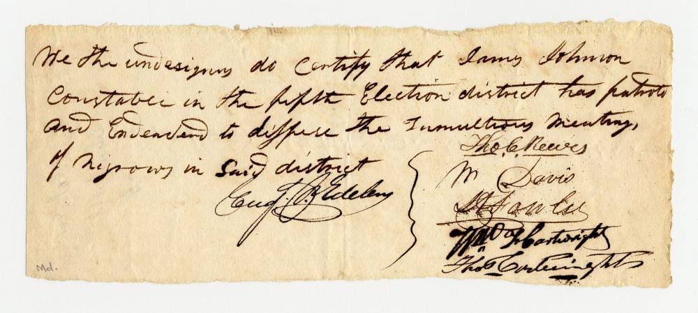 "Tumultuous meeting of negrows" Dispersed by Constable sold by University Archives, lot 193 — auction record photograph