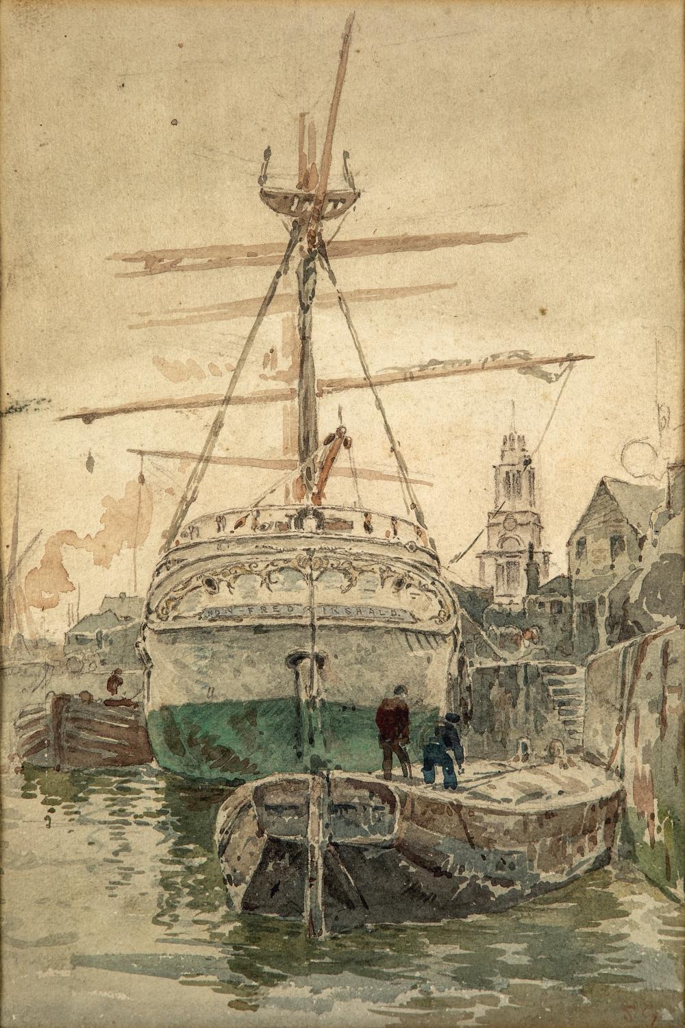 sidney paul goodwin british 1867 1944 a quayside a square rigger · Charles Miller Ltd · 2023-04-25 Sydney Goodwin comparable auction result: sidney paul goodwin british 1867 1944 a quayside a square rigger
