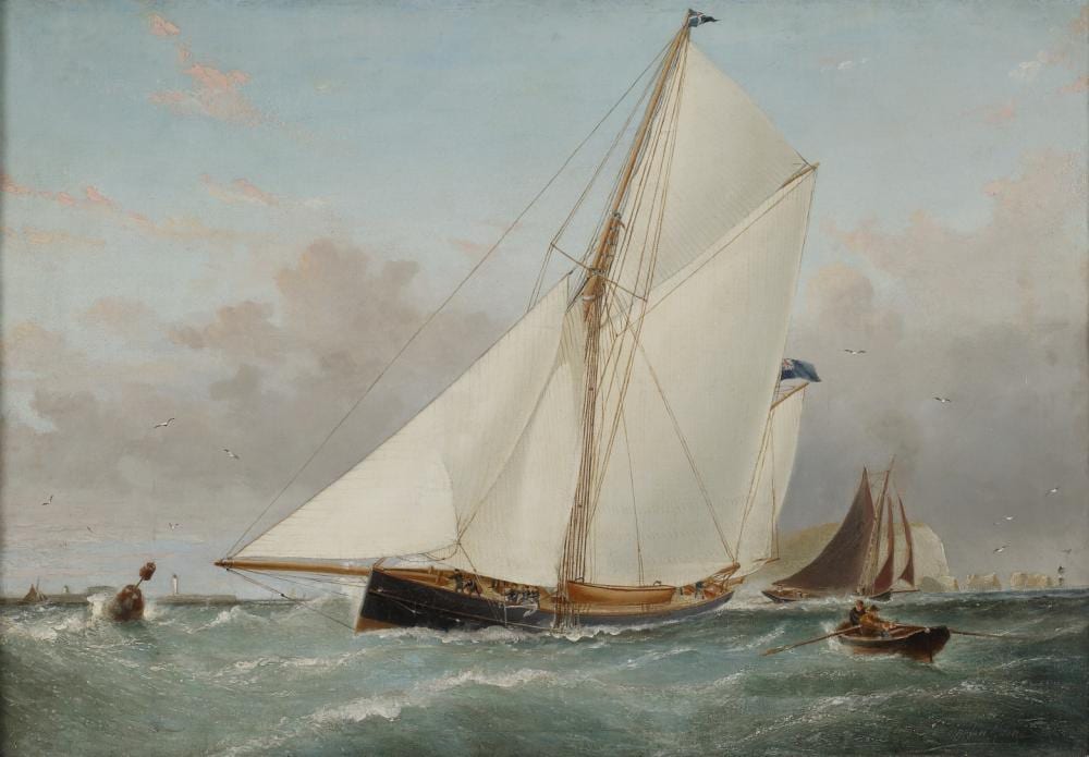 Barlow Moore comparable auction result: barlow moore fl 1863 1891 a royal thames cutter beating for hurst castle