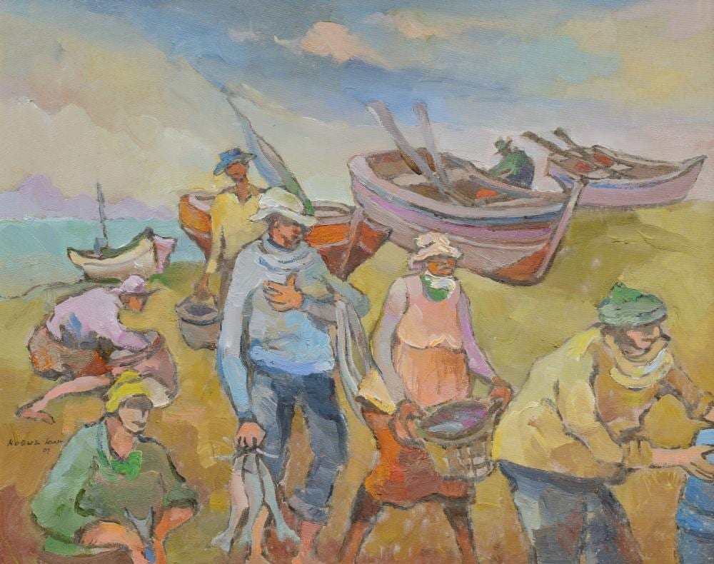Kobus Louw comparable auction result: kobus louw sa born 1933 oil bringing home the catch signed dated 07 47 x 60