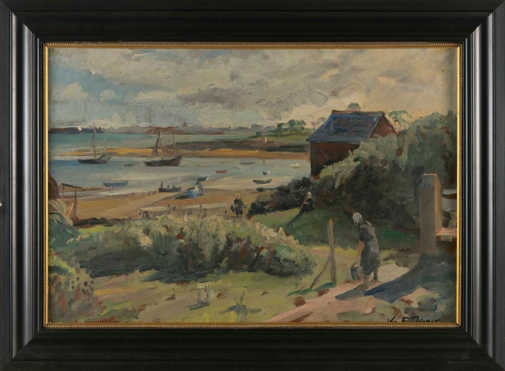 William Franklin Draper comparable auction result: william franklin draper massachusetts 1912 2003 harbor scene oil on masonite 17 x 25 framed 21 5 x 29 5