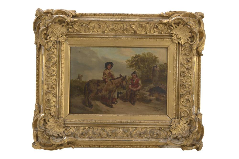 John Duvall comparable auction result: john duvall 1816 1892 a rustic couple with a donkey oil on artist s board