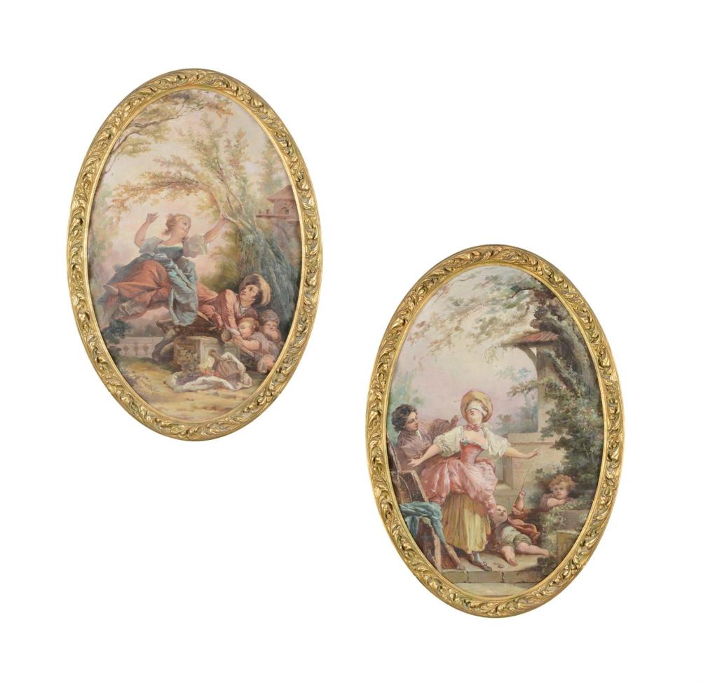 AFTER JEAN-HONORÉ FRAGONARD, BLIND MAN'S BLUFF; THE SEE-SAW sold by Dreweatts 1759 Fine Sales, lot 91 — auction record photograph
