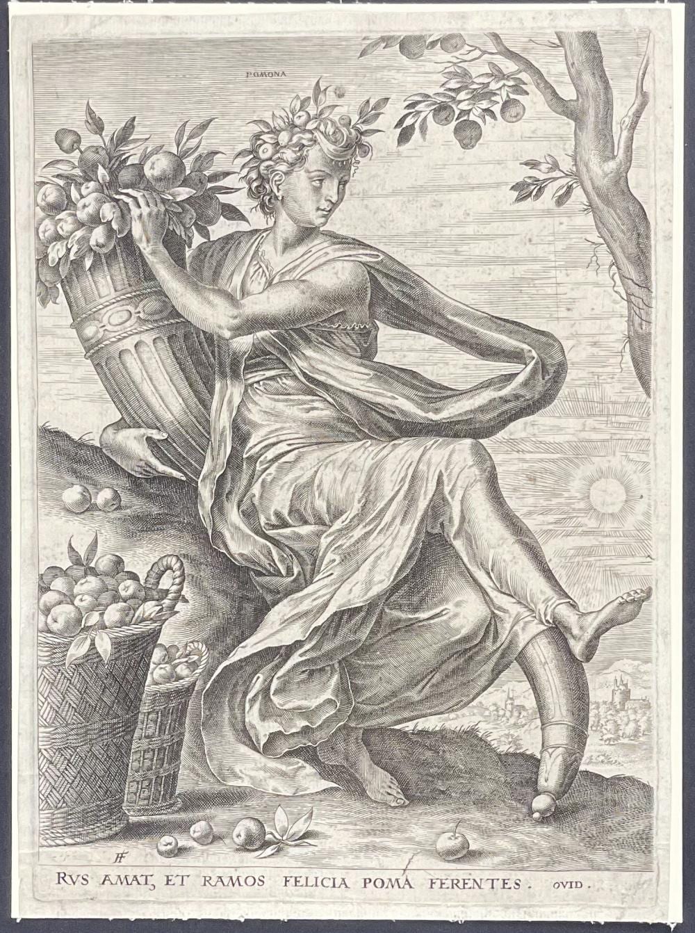 floris engraving of pona with apples · Trillium Antique Prints & Rare Books · 2023-04-08 Floris Hendrik Verster von Wulverhorst comparable auction result: floris engraving of pona with apples