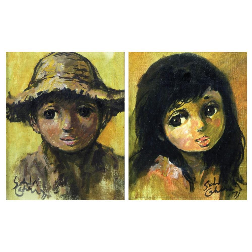 Salvador Cabrera comparable auction result: salvador cabrera 1929 1986 portrait of a boy and girl