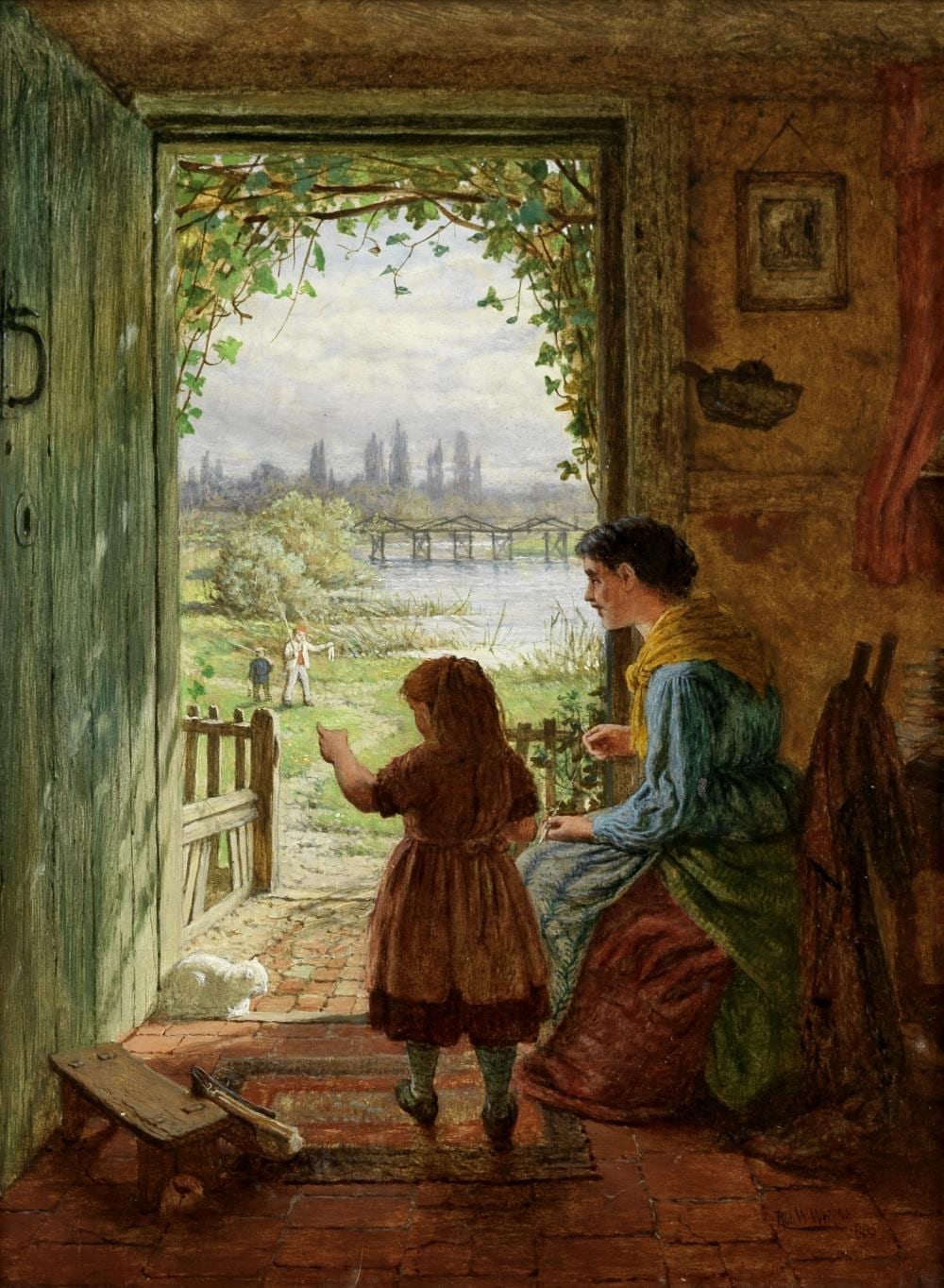 Robert W. Wright comparable auction result: robert w wright british active 1871 1906 roasting chestnuts home is the fisherman each 25 4 x 19 7cm 10 x 7 3 4in 2