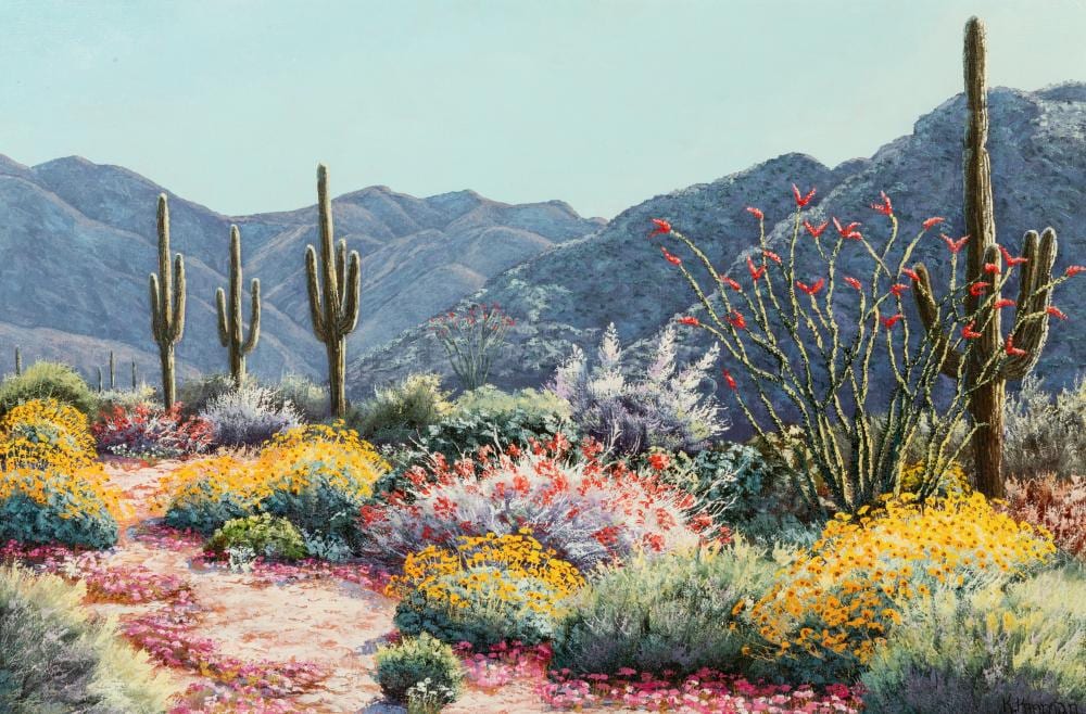 Kerry Kinman comparable auction result: kerry kinman american 1946 2008 desert landscape