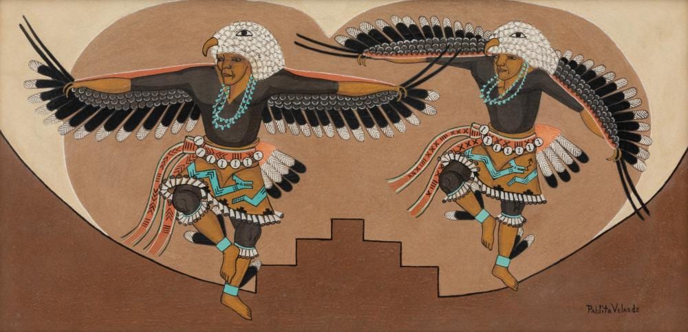 Pablita Velarde comparable auction result: pablita velarde santa clara 1918 2006 double eagle dancers 1972