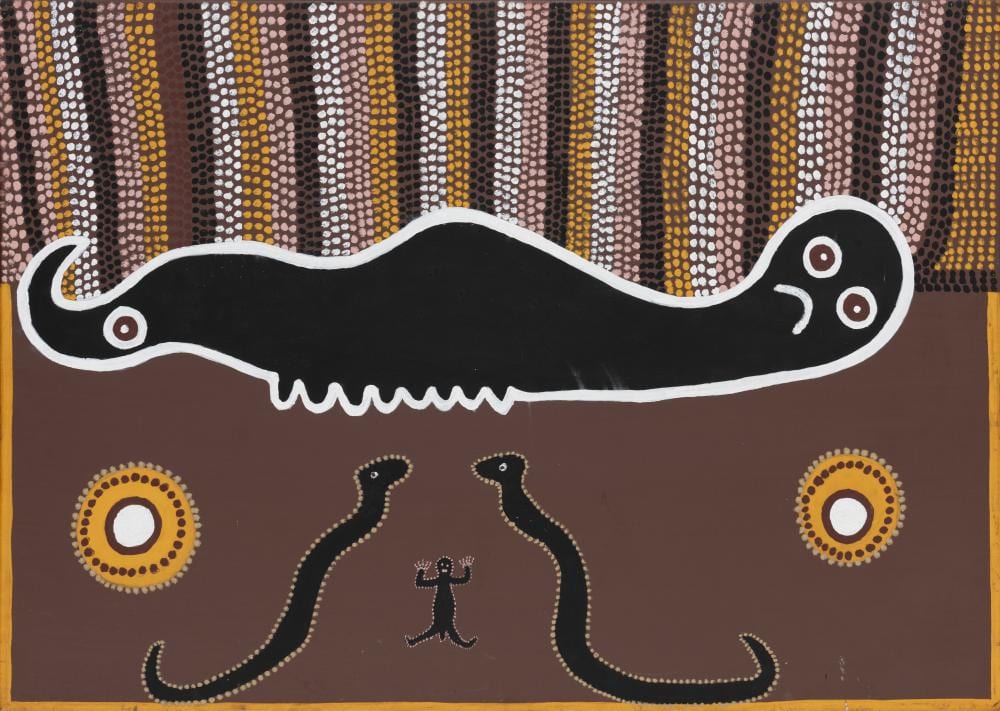 Paddy Carlton comparable auction result: paddy carlton 1926 2006 garrimarlang rainbow snake 2000