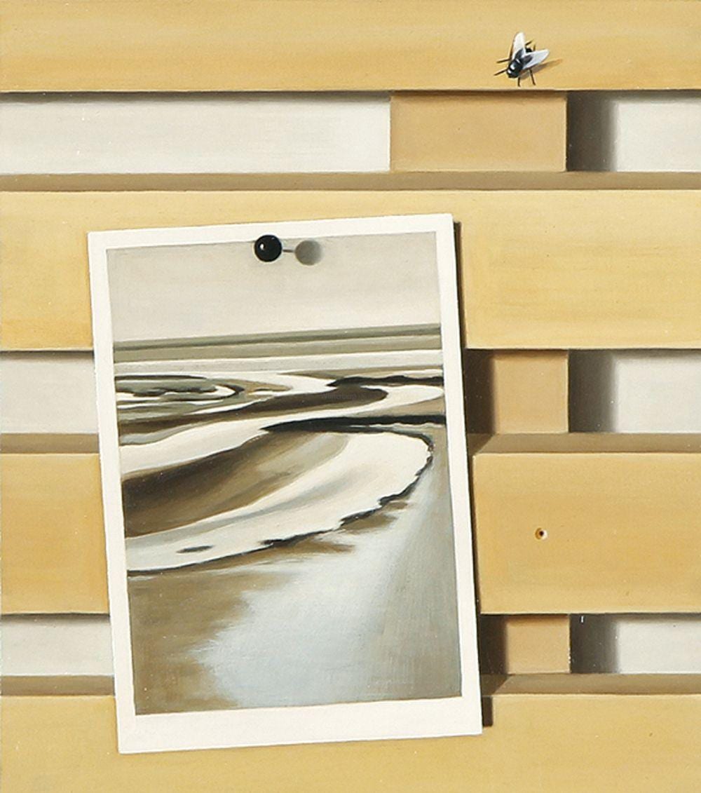 Klaus Langkafel comparable auction result: klaus langkafel trompe l oeil mit postkarte und fliege