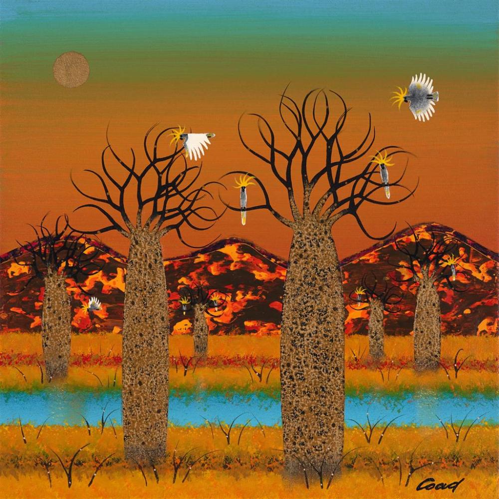 peter coad 1947 boabs kimberley moon acrylic on canvas 50 x 50 x 4 cm overall · Lawsons · 2023-04-20 Peter Coad comparable auction result: peter coad 1947 boabs kimberley moon acrylic on canvas 50 x 50 x 4 cm overall