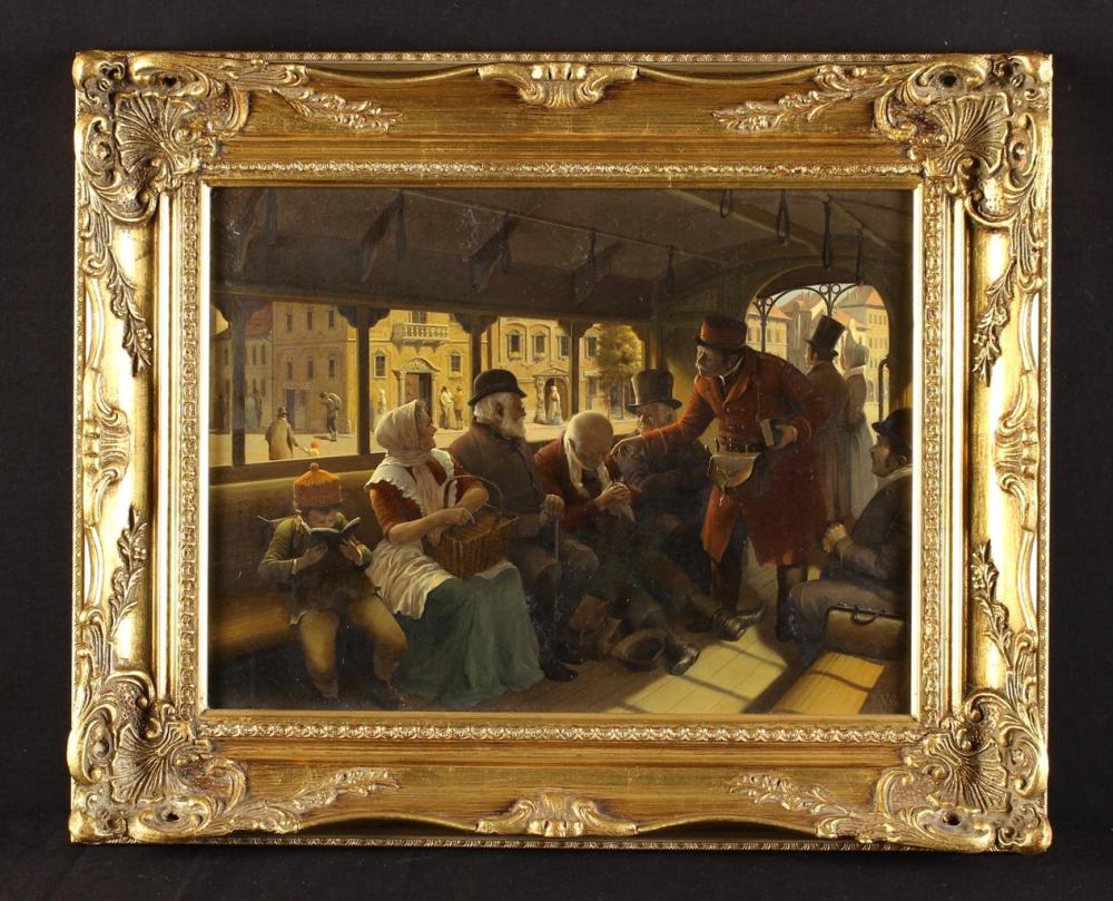 Vida Gabor comparable auction result: vida gabor budapest born 1937 1999 an oil on panel a hungarian genre painting of a tram interior