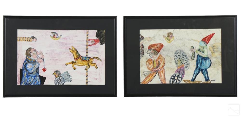 Ramon Carulla comparable auction result: ramon carulla b1936 cuban figural painting 2pc lot