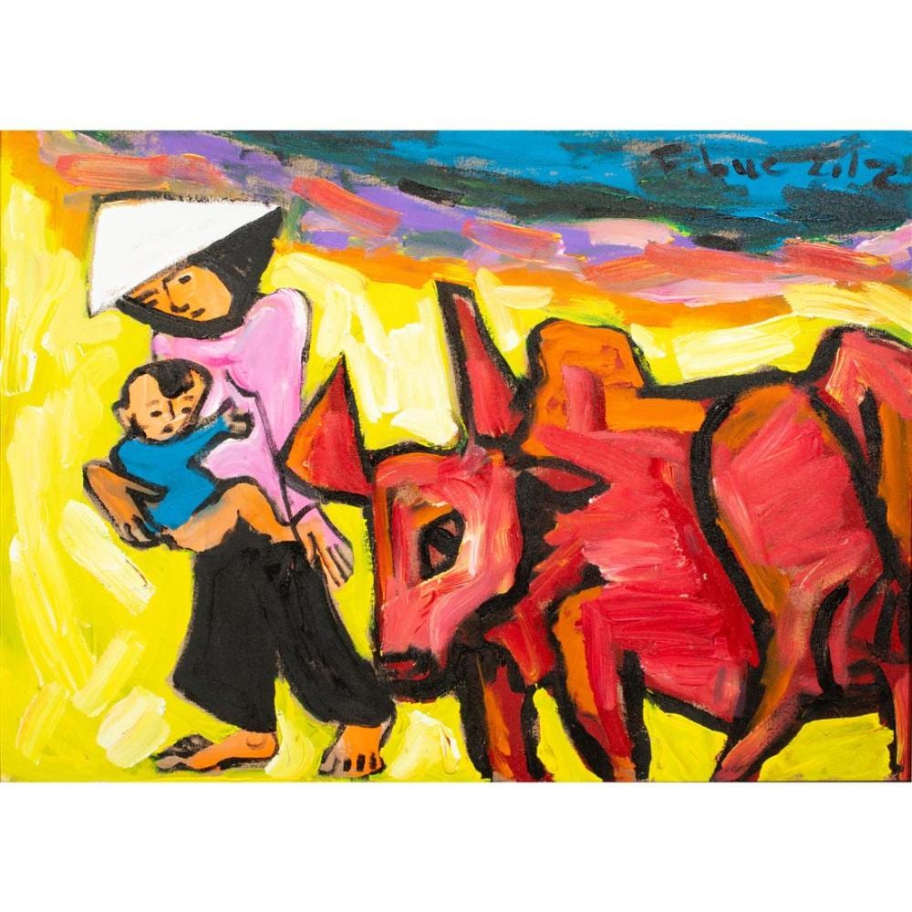 Pham Luc comparable auction result: pham luc b 1943 mother and child with ox