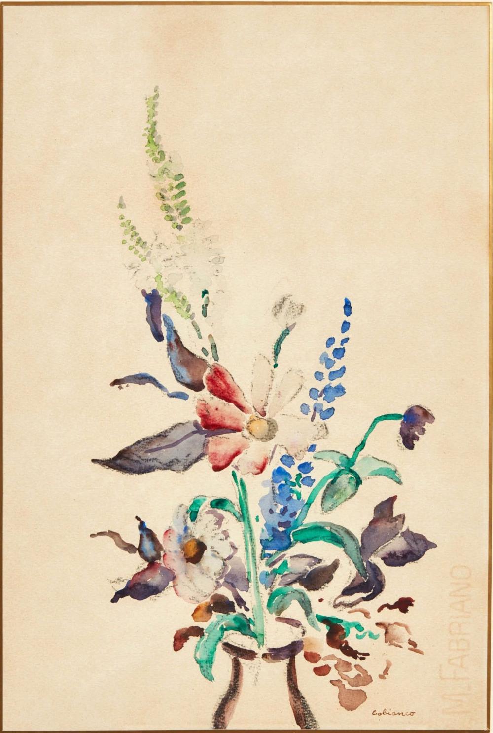 Luigi Cobianco comparable auction result: luigi cobianco 1893 1967 nature morte au bouquet aquarelle et crayon sur papier 30 x 45 cm vue env a watercolour