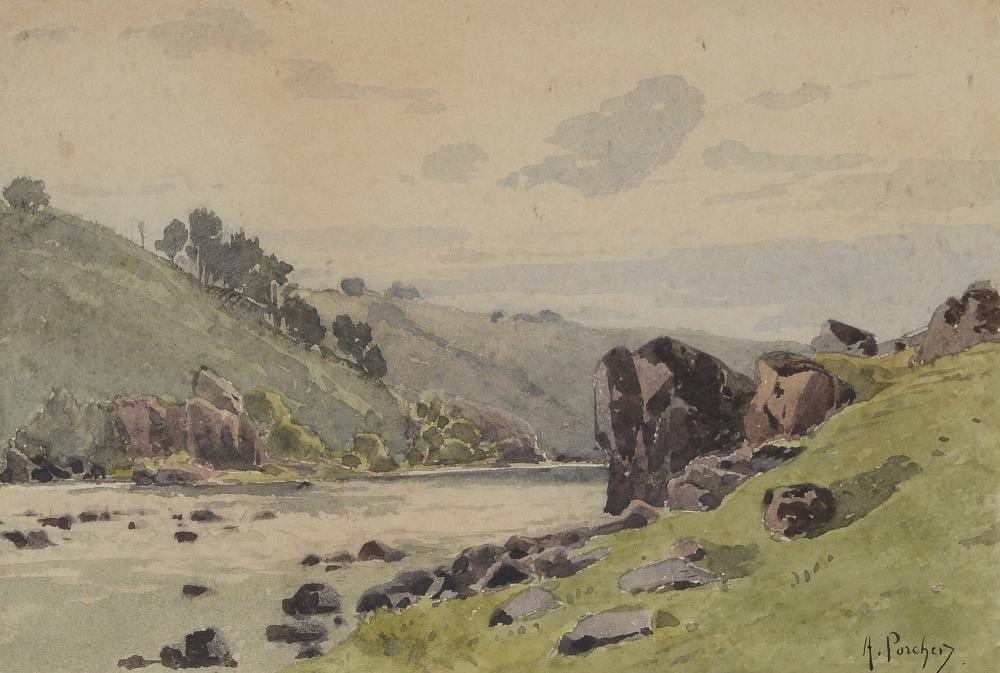 Albert Porcher comparable auction result: charles albert porcher 1834 1895 paesaggio