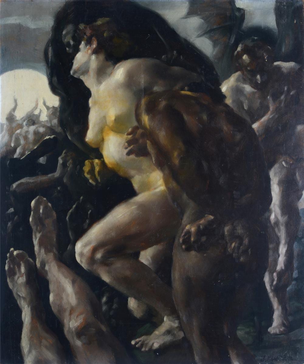 Johann Kluska comparable auction result: johann kluska berlino 1904 berlino 1973 allegoria dantesca