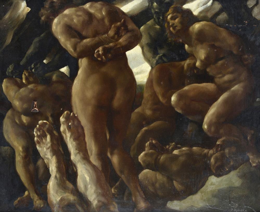 Johann Kluska comparable auction result: johann kluska berlino 1904 berlino 1973 allegoria dantesca