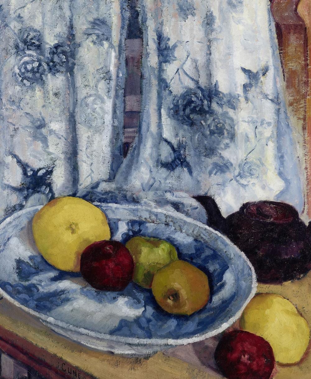 Rinaldo Cuneo comparable auction result: rinaldo cuneo 1877 1939 still life with apples pomegranates and a teapot 24 x 20 in framed 30 x 26 in