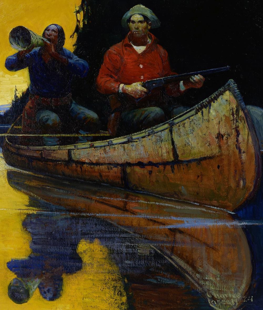 Charles Lasalle comparable auction result: charles lasalle 1894 1958 the moose call 27 1 2 x 23 1 2 in framed 38 x 33 1 2 in