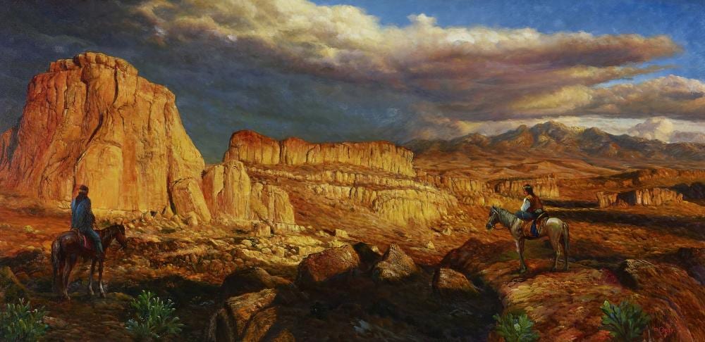 Ed Copley comparable auction result: ed copley born 1944 thunder on the horizon 24 x 48 in framed 36 x 59 in