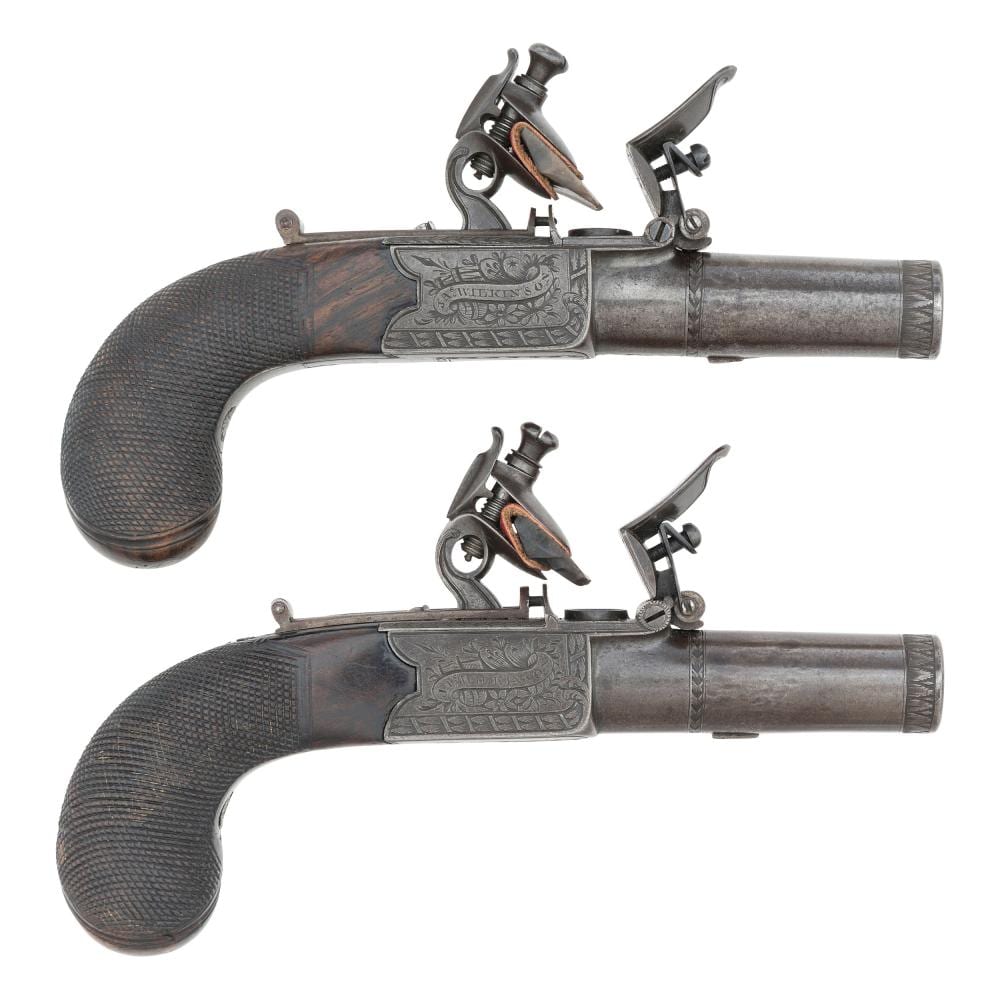 James Wilkinson comparable auction result: pair of flintlock twist off pocket pistols by james wilkinson