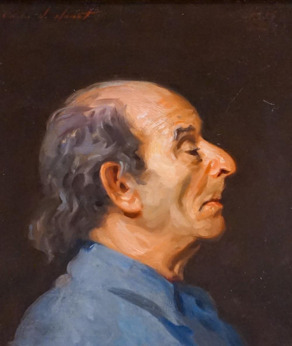 Charles Merrill Mount comparable auction result: charles merrill mount american 1928 1995 portrait of a man in profile signed u l and dated 1955 u r oil on canvas frame 20 x 16 in 50 8 x 40 6 cm