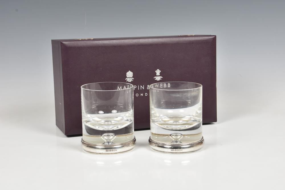 Archibald (1825) Webb comparable auction result: a cased pair of mappin webb silver mounted tumblers