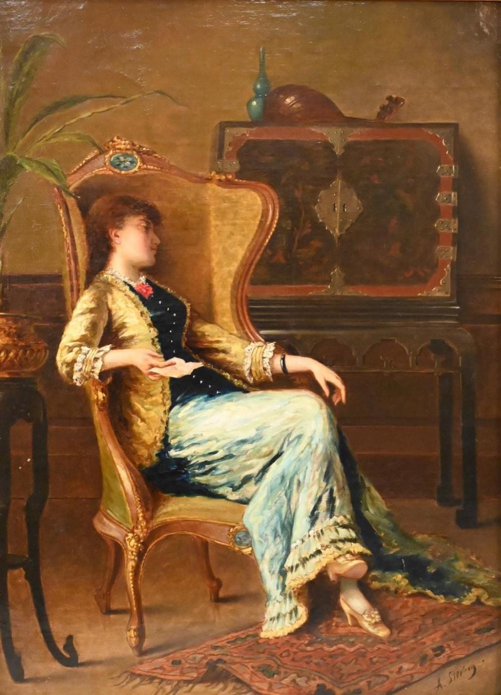 Agapit Stevens comparable auction result: agapit stevens belgian 1848 1924 genre painter nap time oil on canvas signed a stevens lower right 27 x 20