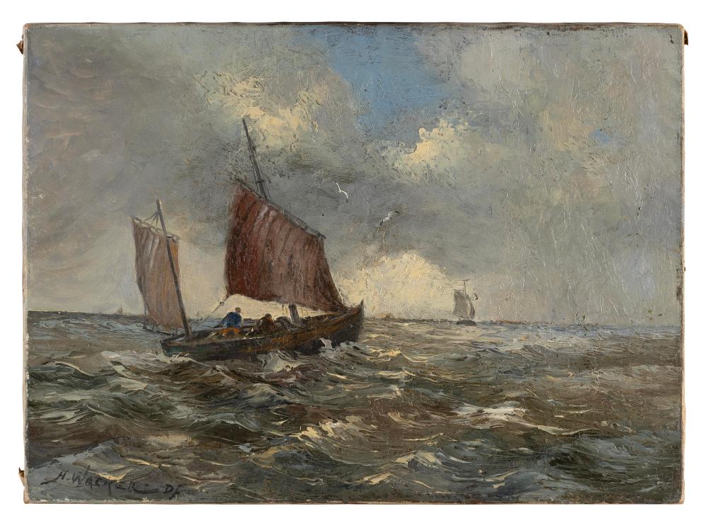 Hans Wacker-Elsen comparable auction result: hans wacker elsen germany 1868 1958 figures in a sailboat in the open water oil on canvas 13 5 x 18 5 unframed