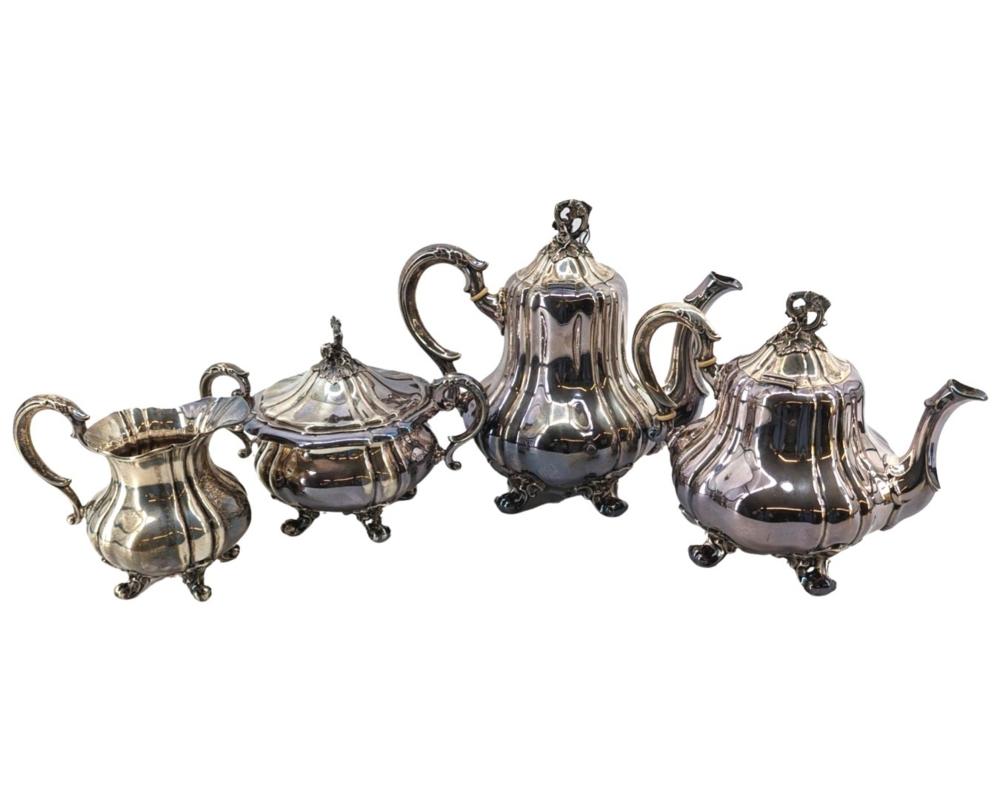 4pc. Antique German 800 Silver Tea Set sold by Monarch Auction and Estate Services, lot 43 — auction record photograph