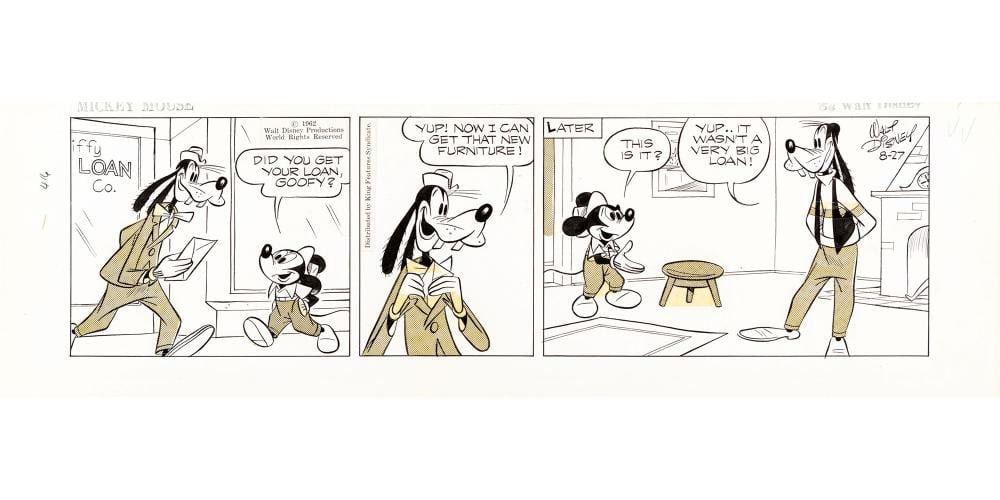 Floyd Gottfredson comparable auction result: floyd gottfredson mickey mouse 27 08 1962