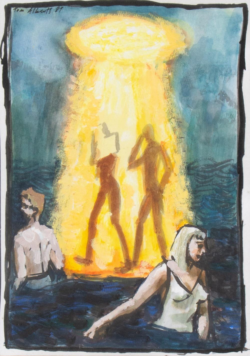 Tom Alberts comparable auction result: tom alberts night swim watercolour and gouache