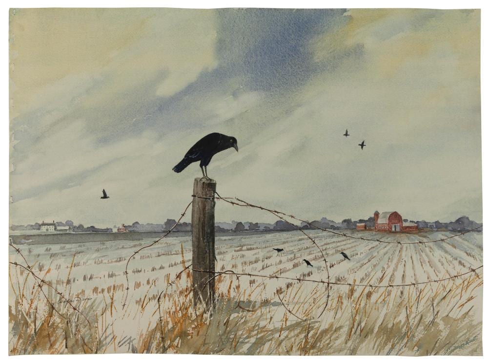 Wayne Lambert Davis comparable auction result: wayne lambert davis connecticut illinois 1904 1988 wintered fields circa 1969 watercolor on stiff cream wove paper 21 75 x 29 75 matted 26 5 x 34 75