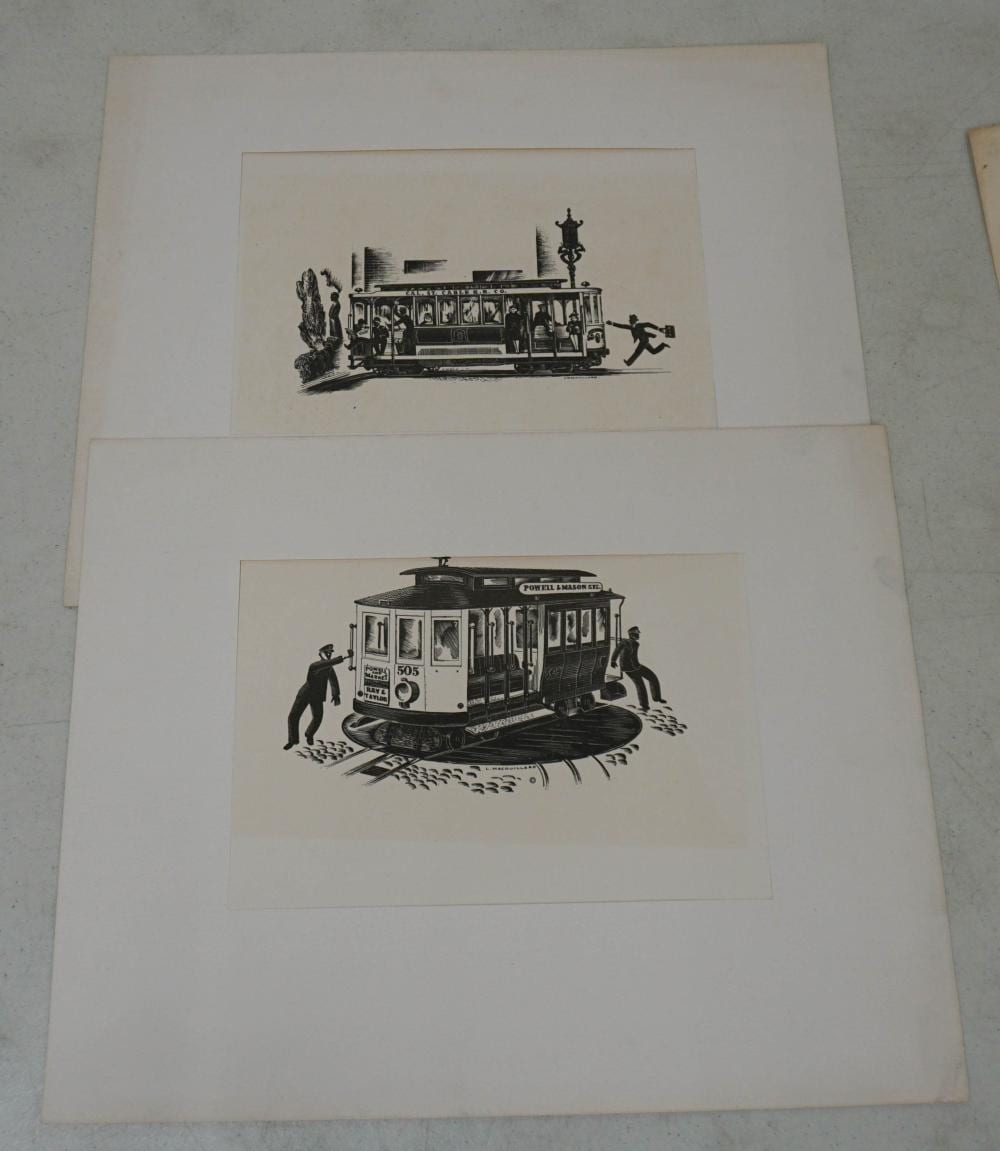 Louis Macouillard comparable auction result: louis macouillard american 1913 1987 san francisco trollies two unframed prints