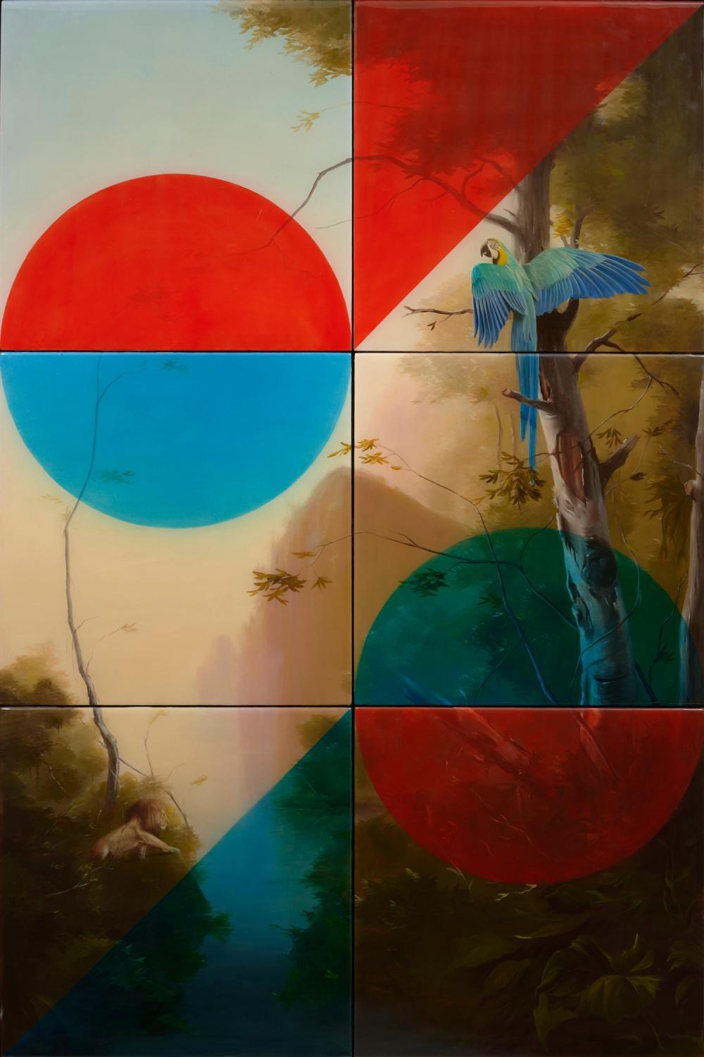 sam leach born 1973 landscape with macaw 2019 oil and resin on board 6 panels · Leonard Joel · 2023-05-15 Samuel Leach comparable auction result: sam leach born 1973 landscape with macaw 2019 oil and resin on board 6 panels